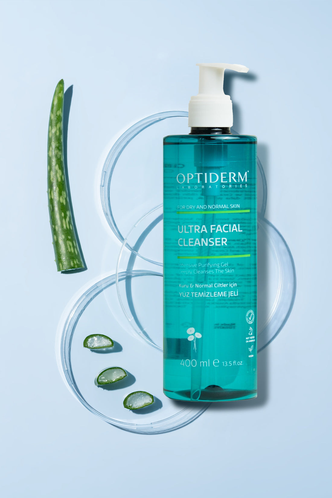 Optiderm Yüz ve Cilt Temizleme Jeli Kuru ve Normal Ciltler 400 ml